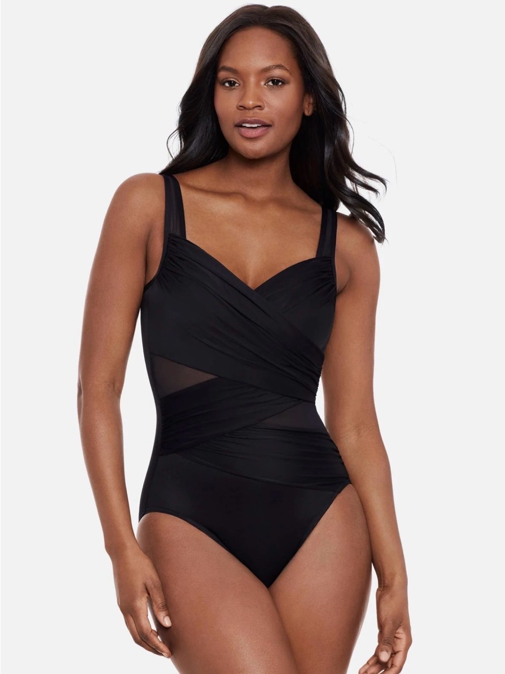 Miraclesuit Madero Black One-Piece Twist-Front Swimsuit